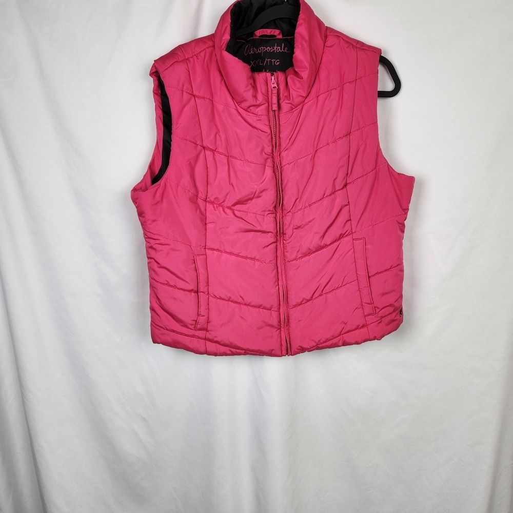 Aeropostale Women Juniors XXL Puffer Jacket Vest‎ Lined Pink Sleeveless